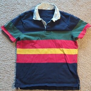 Men's Striped Rugby Polo - Navy, Green, Pink, Yellow